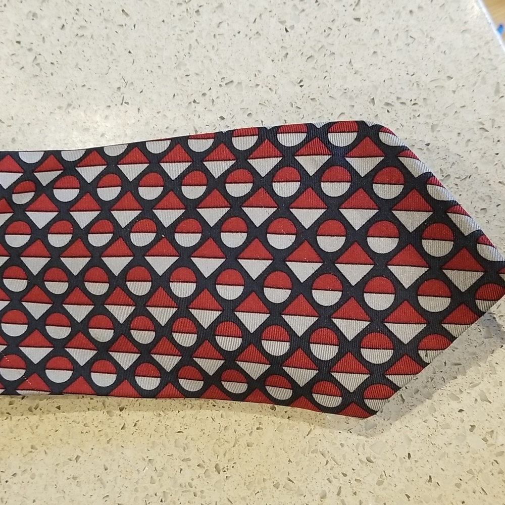 Italian made tie EUC burgundy silver navy/black silk